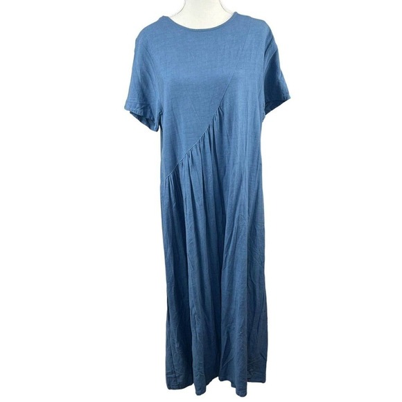 Sellse Blue Linen Oversized Maxi Dress Size S  M Lagenlook Pleated - Picture 1 of 14